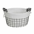 Palacedesigns Oval White Lined & Metal Wire Basket with Handle - Set of 3 PA3679336
